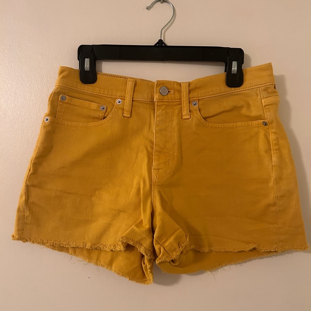 J.CREW mustard yellow cutoff shorts